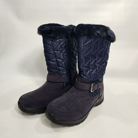 Women's - Size 7 M Easy Dry by Easy Street Boulder Waterproof Boots Navy Suede - Picture 6 of 10